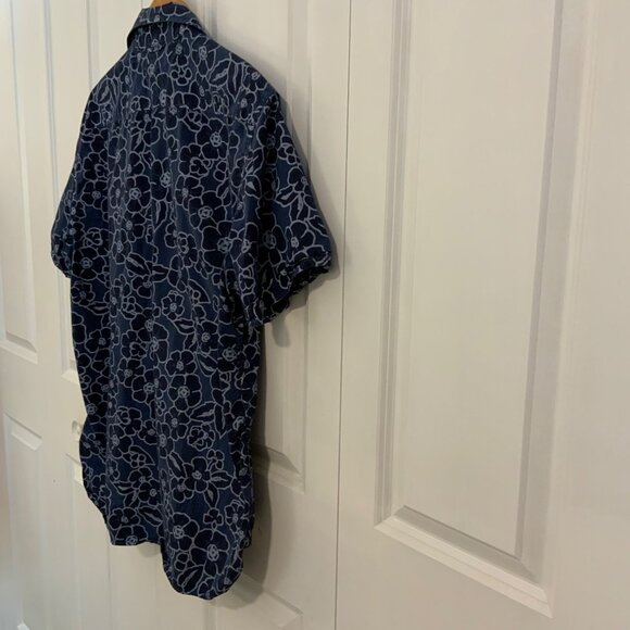 Tommy Hilfiger Blue Hawaiian Floral Print Short Sleeve Button Front Shirt XL - Picture 9 of 10